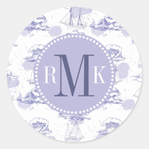 Sticker Rond Motif des ondulations et des navires