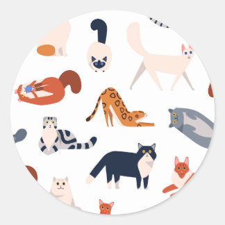 Sticker Rond Motif des races de chats
