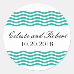 Sticker Rond Motif des vagues nautiques modernes
