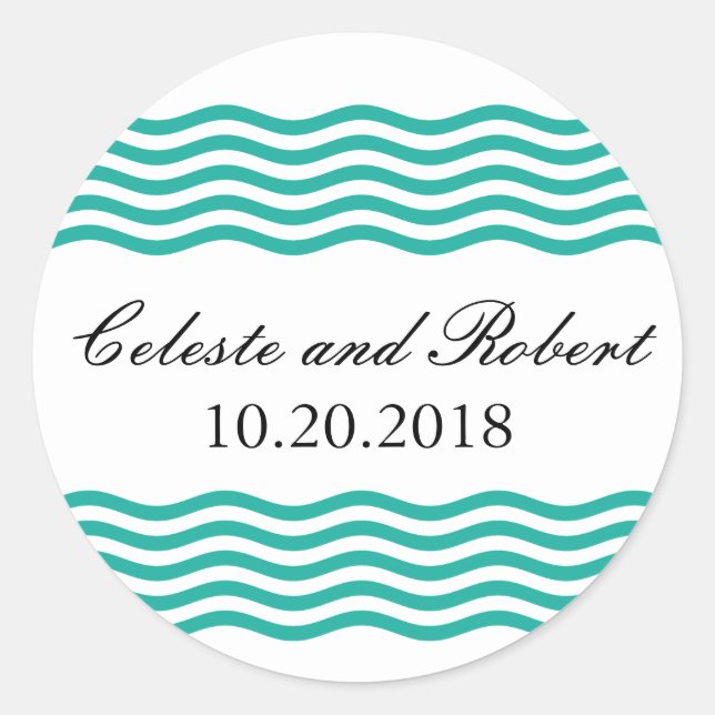 Sticker Rond Motif des vagues nautiques modernes (Devant)