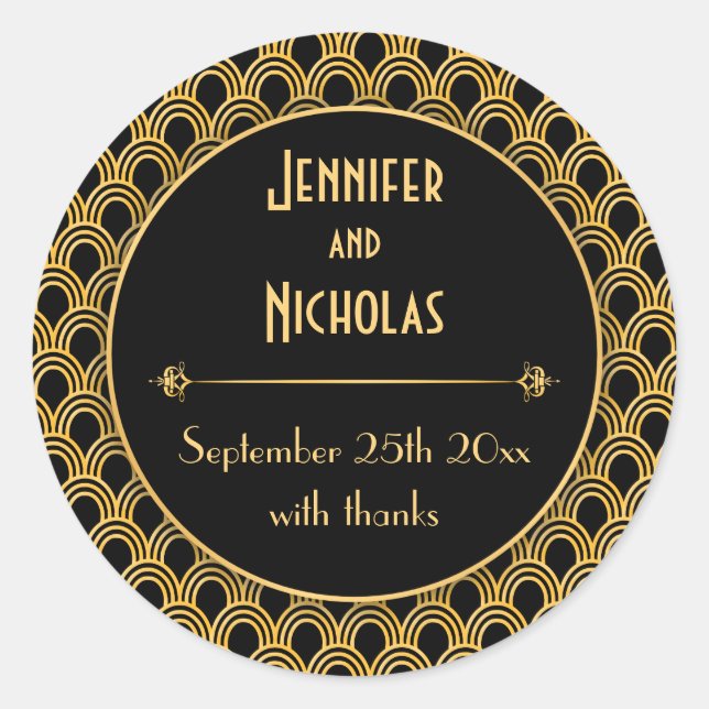 Sticker Rond Motif des ventilateurs géométriques Art déco vinta (Devant)