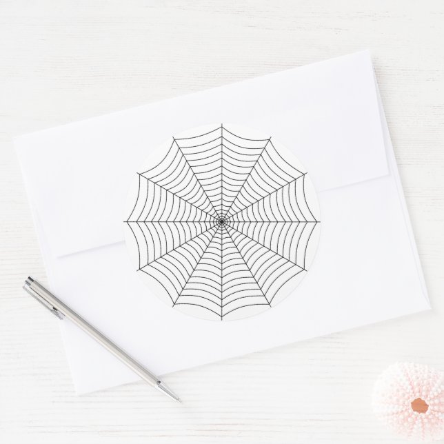 Sticker Rond Motif d'Halloween noir et blanc (Enveloppe)