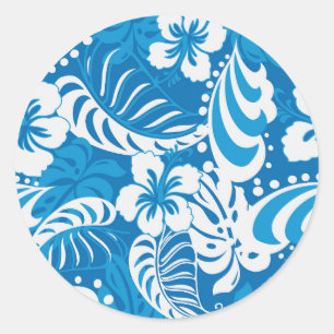 Sticker Rond Motif d'Hibiscus tropical