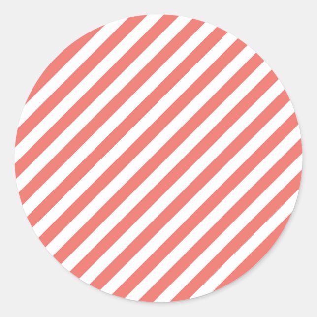 Sticker Rond Motif diagonal de rayures roses et blanches (Devant)
