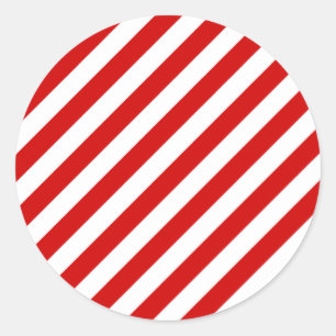 Sticker Rond Motif diagonal rouge et blanc de rayures