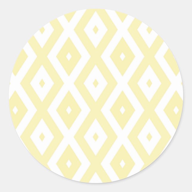 Sticker Rond Motif diamant jaune pâle et blanc (Devant)