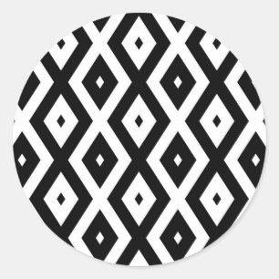 Sticker Rond Motif diamant noir et blanc