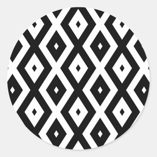 Sticker Rond Motif diamant noir et blanc (Devant)