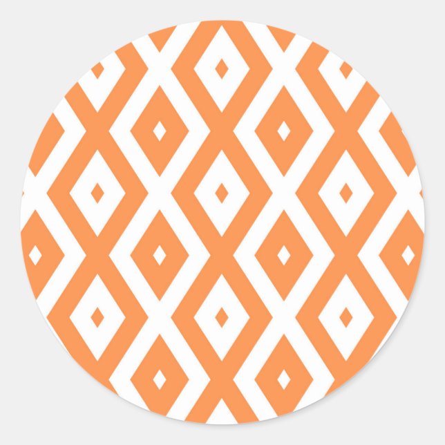 Sticker Rond Motif diamant orange et blanc (Devant)