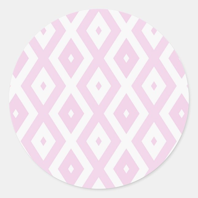 Sticker Rond Motif diamant rose pâle et blanc (Devant)