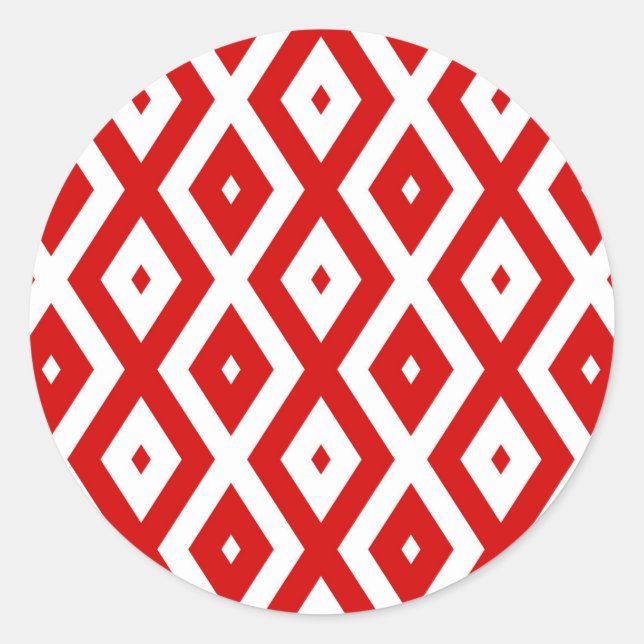 Sticker Rond Motif diamant rouge et blanc (Devant)