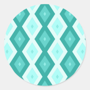 Sticker Rond Motif diamant turquoise
