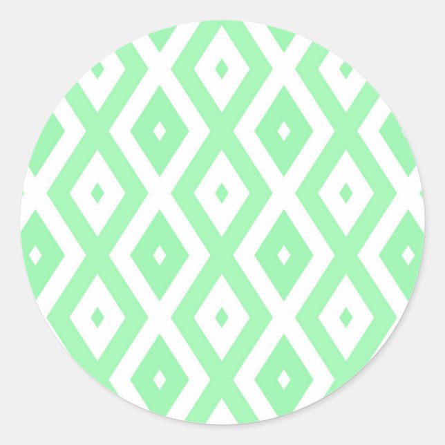 Sticker Rond Motif diamant vert et blanc (Devant)