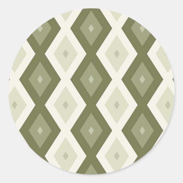 Sticker Rond Motif diamant vert olive (Devant)