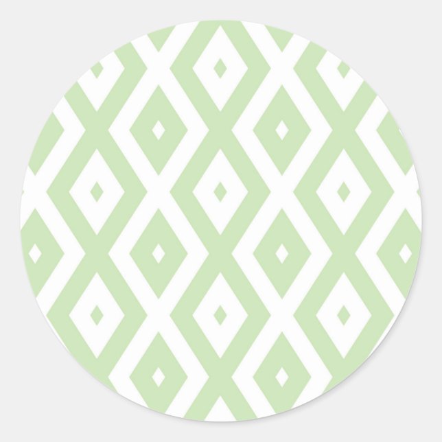 Sticker Rond Motif diamant vert pâle et blanc (Devant)