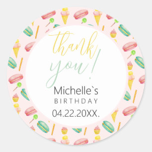 Sticker Rond Motif d'illustration d'aquarelle de la fête d'été