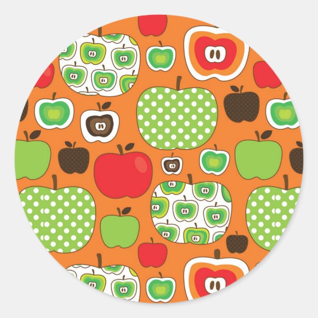 Sticker Rond Motif d'illustration de pomme mignonne (Devant)
