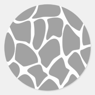 Sticker Rond Motif d'impression de girafe en gris.