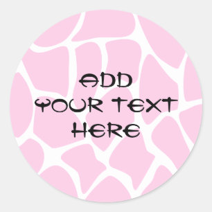Sticker Rond Motif d'impression de girafe en rose de bonbons.