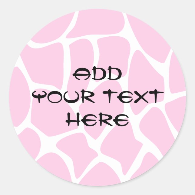 Sticker Rond Motif d'impression de girafe en rose de bonbons. (Devant)