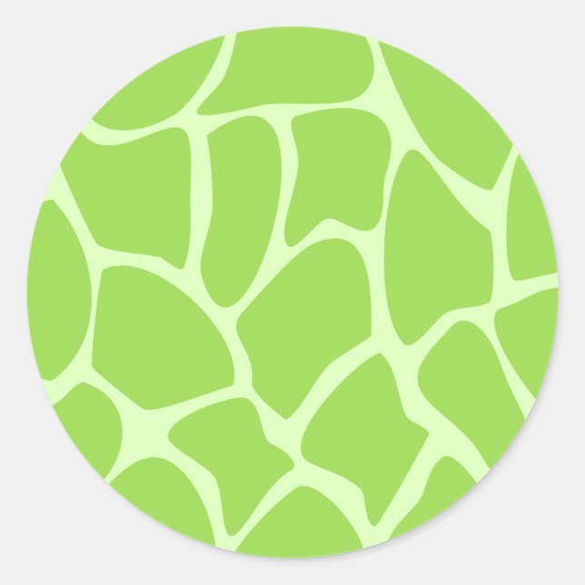 Sticker Rond Motif d'impression de girafe en vert citron. (Devant)