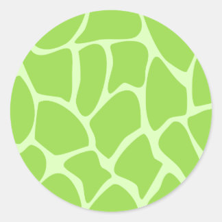 Sticker Rond Motif d'impression de girafe en vert citron.