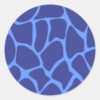 Sticker Rond Motif d'impression Giraffe en bleu foncé.
