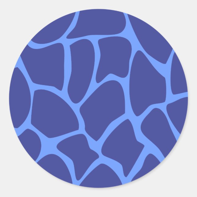 Sticker Rond Motif d'impression Giraffe en bleu foncé. (Devant)