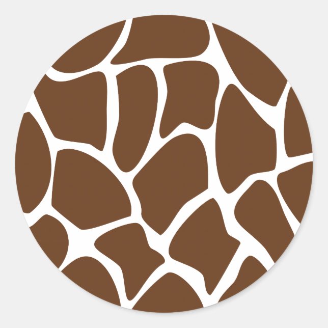 Sticker Rond Motif d'impression Giraffe en Brown foncé. (Devant)