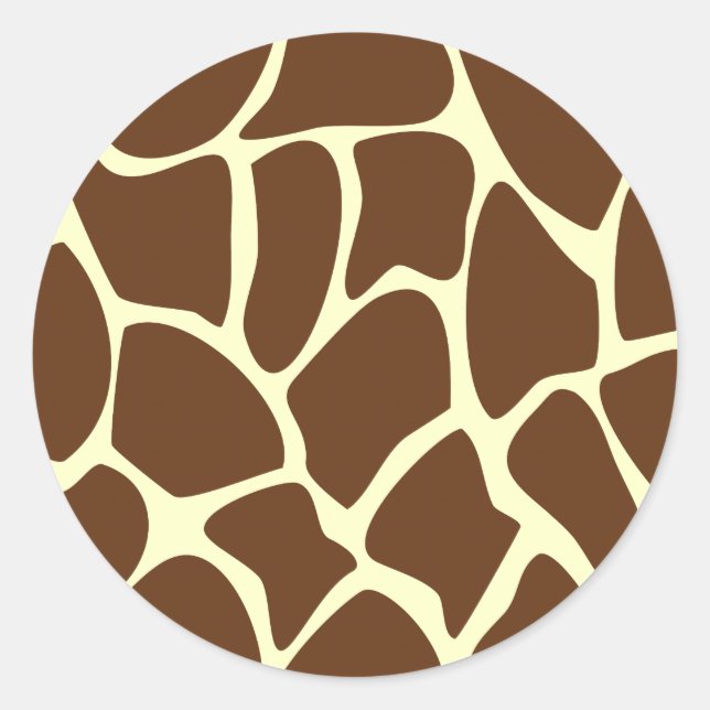 Sticker Rond Motif d'impression Giraffe en Brown foncé. (Devant)