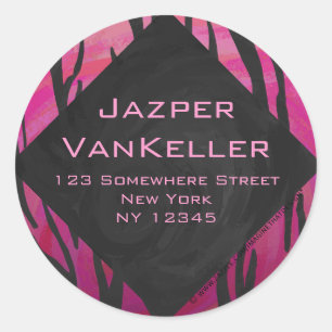 Sticker Rond Motif d'impression monogramme rose et noir