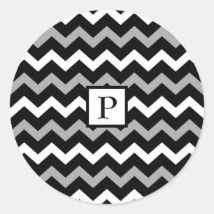 Sticker Rond Motif d'impression noir blanc et gris