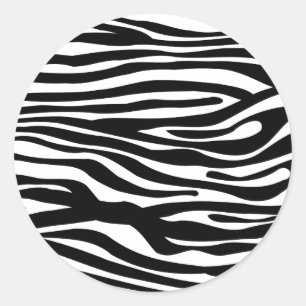 Sticker Rond Motif d'impression Zebra - noir et blanc