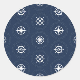 Sticker Rond Motif d'outils maritimes