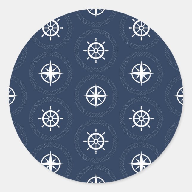 Sticker Rond Motif d'outils maritimes (Devant)
