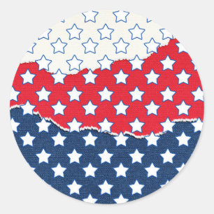 Sticker Rond Motif du drapeau américain Red White & Blue Stars