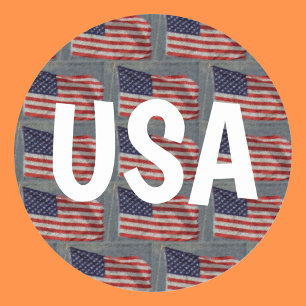 Sticker Rond Motif du drapeau rouge bleu américain