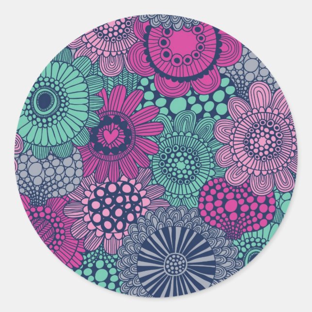 Sticker Rond Motif élégant et lumineux de magnifiques fleurs (Devant)