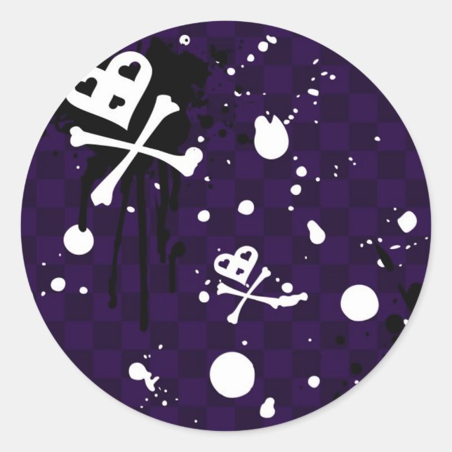 Sticker Rond Motif Emo Couleur Foncé Avec Peinture (Devant)