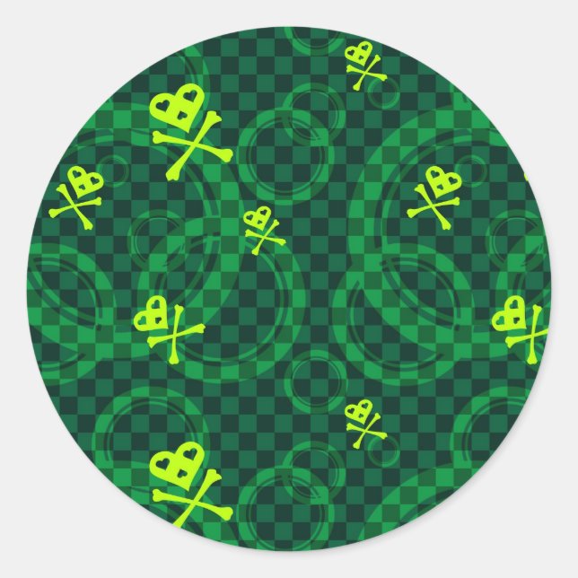 Sticker Rond Motif Emo Vert Avec Cercles (Devant)