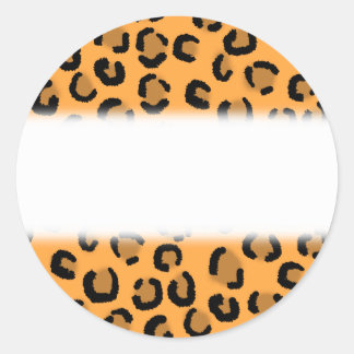 Sticker Rond Motif Empreinte de léopard orange, noir et Brown.