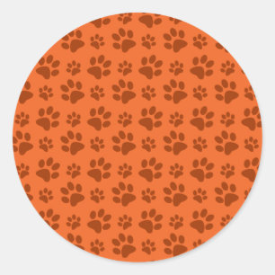 Sticker Rond Motif empreinte de patte de chien orange