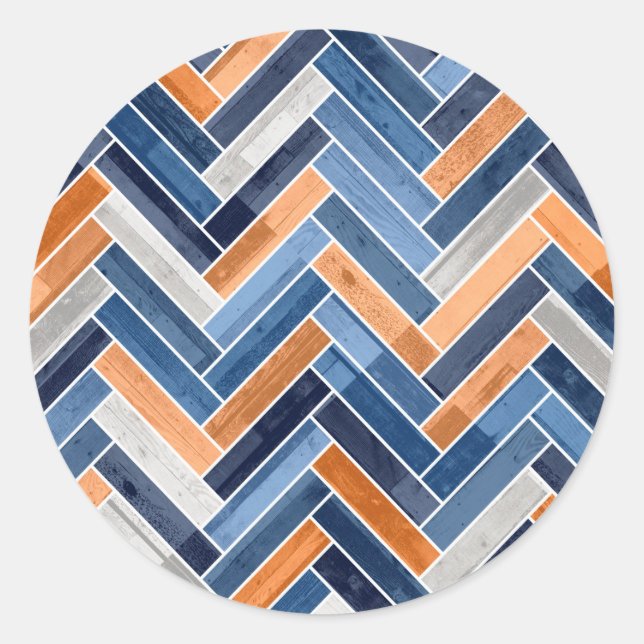 Sticker Rond Motif en Bleu et Orange Marine (Devant)
