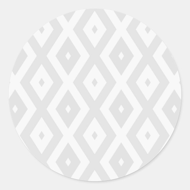 Sticker Rond Motif en diamant gris clair et blanc (Devant)