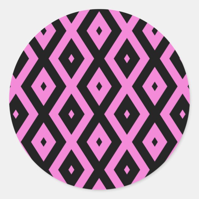 Sticker Rond Motif en diamant rose et noir (Devant)