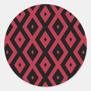 Sticker Rond Motif en diamant rouge et noir