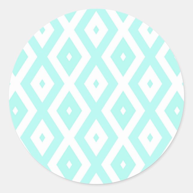 Sticker Rond Motif en diamant Turquoise et blanc (Devant)