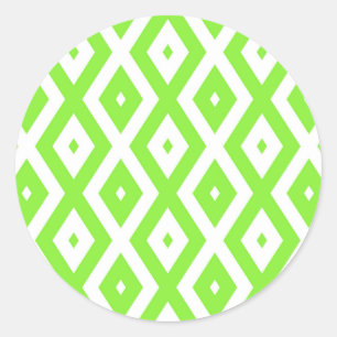 Sticker Rond Motif en diamant vert et blanc