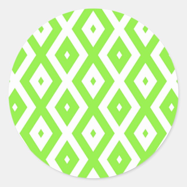 Sticker Rond Motif en diamant vert et blanc (Devant)