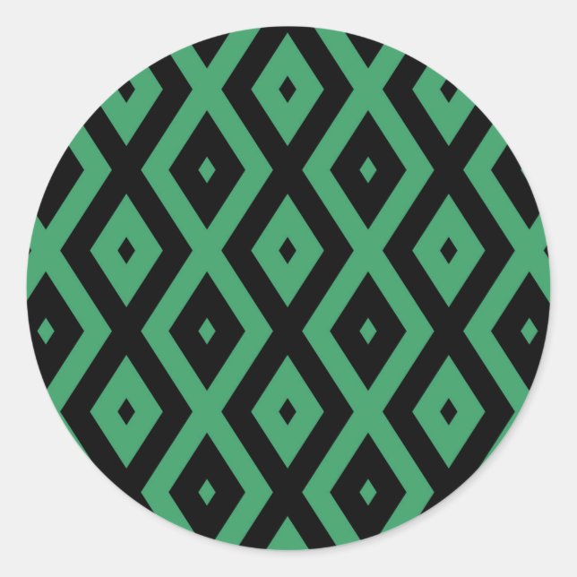 Sticker Rond Motif en diamant vert et noir (Devant)